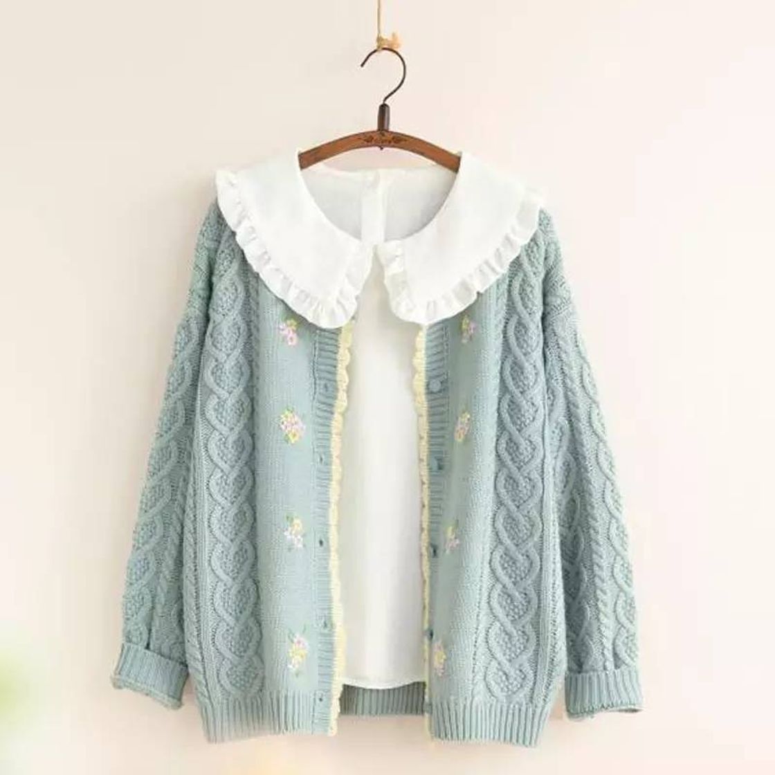 Moda Mori kei girl knitted flowers nature  cardigan