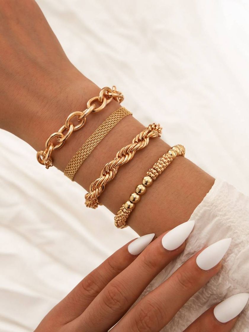 Moda 4 Pulseiras de corrente minimalistas R$18,99