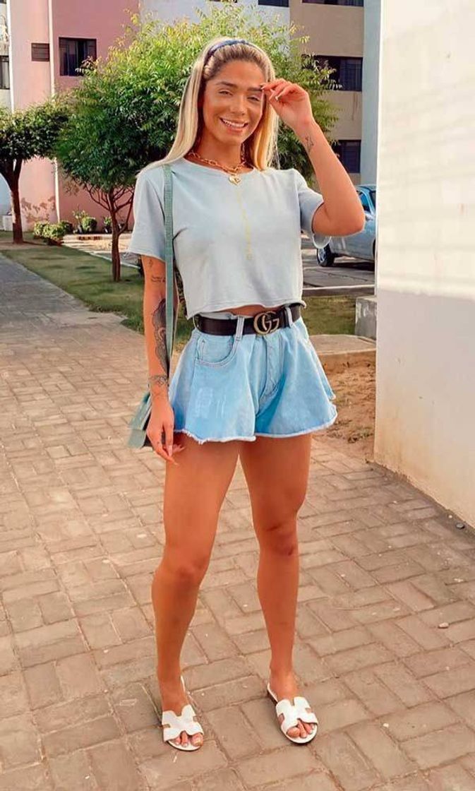 Moda Look com short Godê e croped ✌🏻