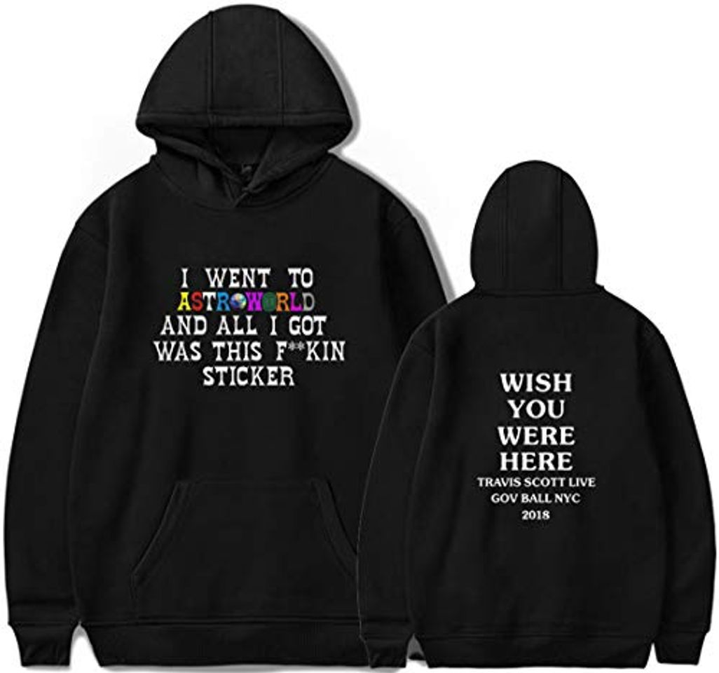 Moda PANOZON Sudadera Hombre Travis Scott Astroworld Impresión de Logo Hoodie Chaqueta con