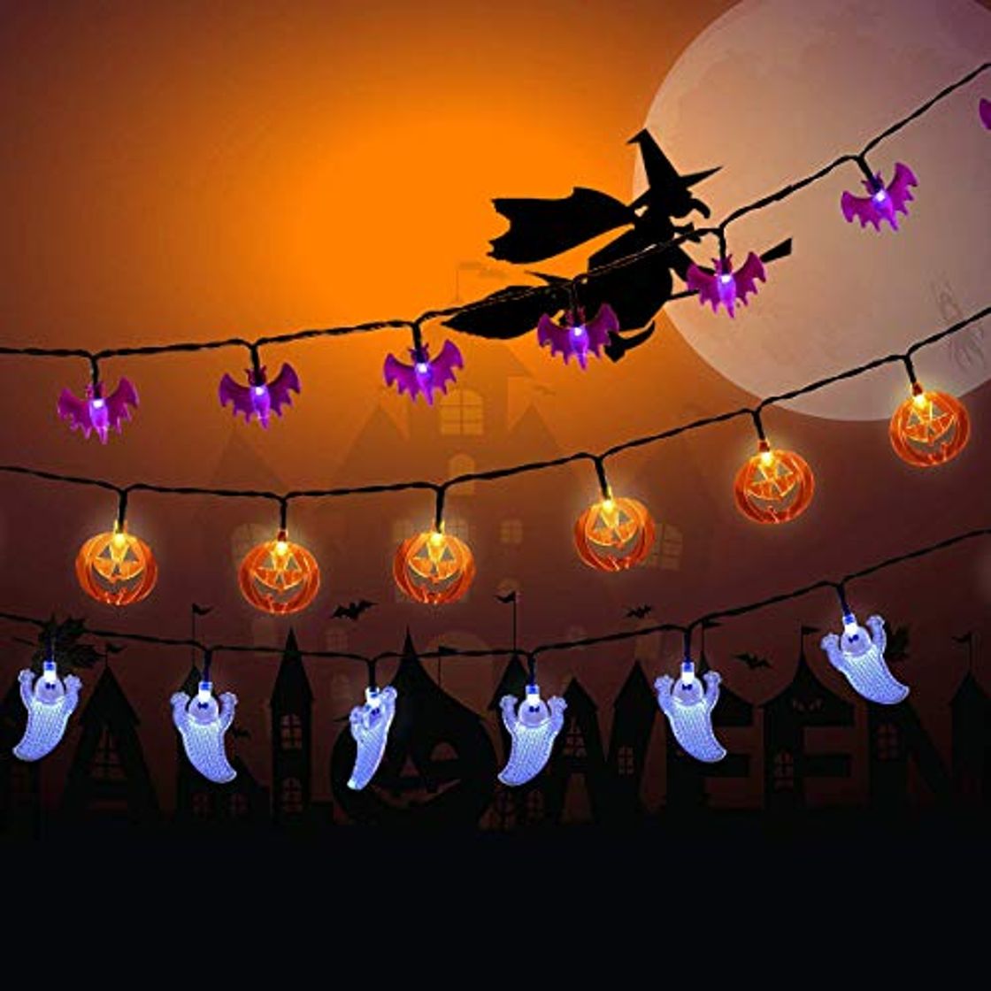 Product NEXVIN Luces de Halloween al aire libre, paquete de 3 20 LED