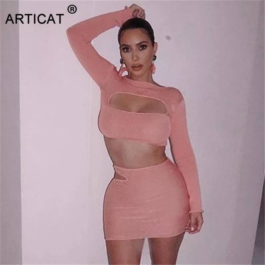 Moda Articat Kardashian, vestido de dos piezas del mismo estilo, 