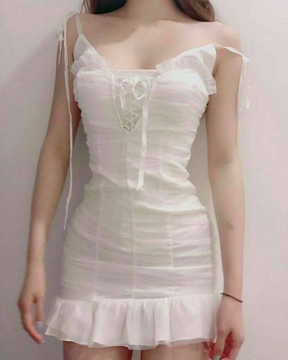 Vestido fofo elegante charmoso branco cute dress 