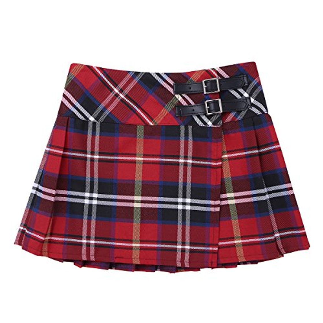 Moda Agoky Falda Niña Ropa Verano Escocesas Cuadros Escocia Falda Plisada Básica con Hebilla Uniforme Escolar Algodón Tartán para Niñas Chicas 4 a 14 Años Rojo 12 años