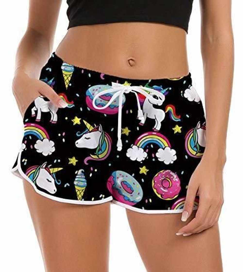 Product Fanient Women Quick Dry Swim Shorts Ladies Teenager Girls Beachwear Unicorn Graphic