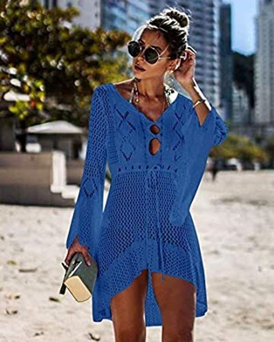 GUOQUNUP Falda De Playa Vestido De Crochet Blanco De Punto para Cubrir