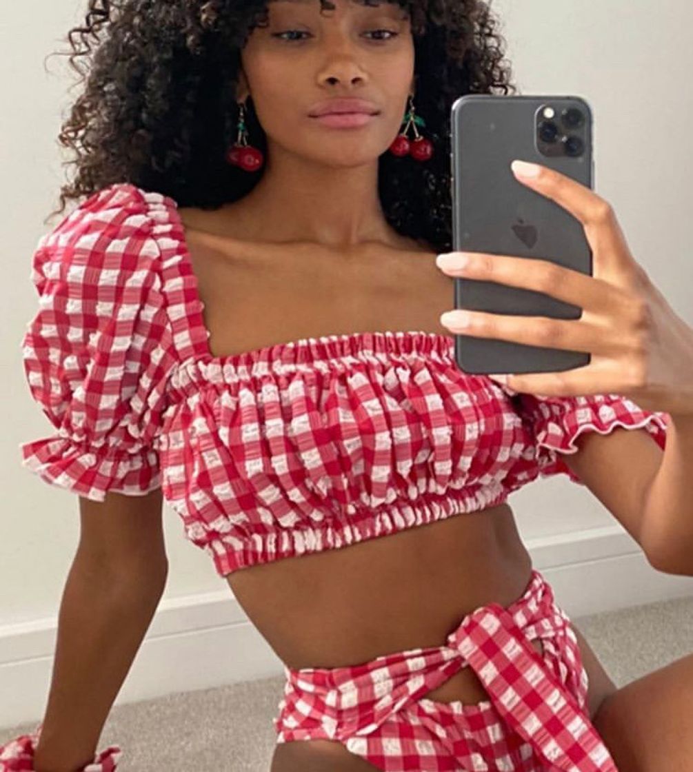 Red Gingham Marcela Top