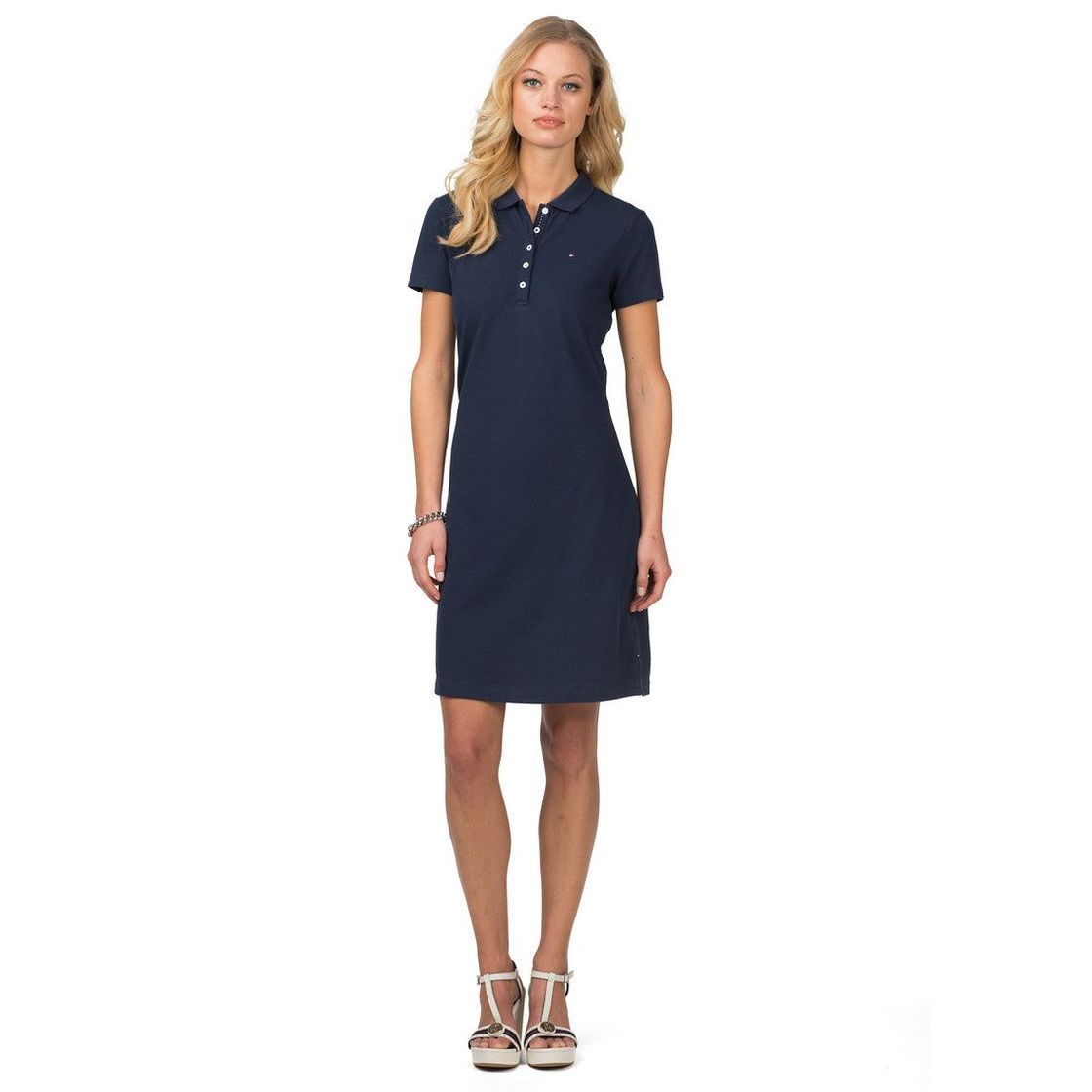 Moda Tommy Hilfiger Essential Polo Dress S/s Vestido, Azul