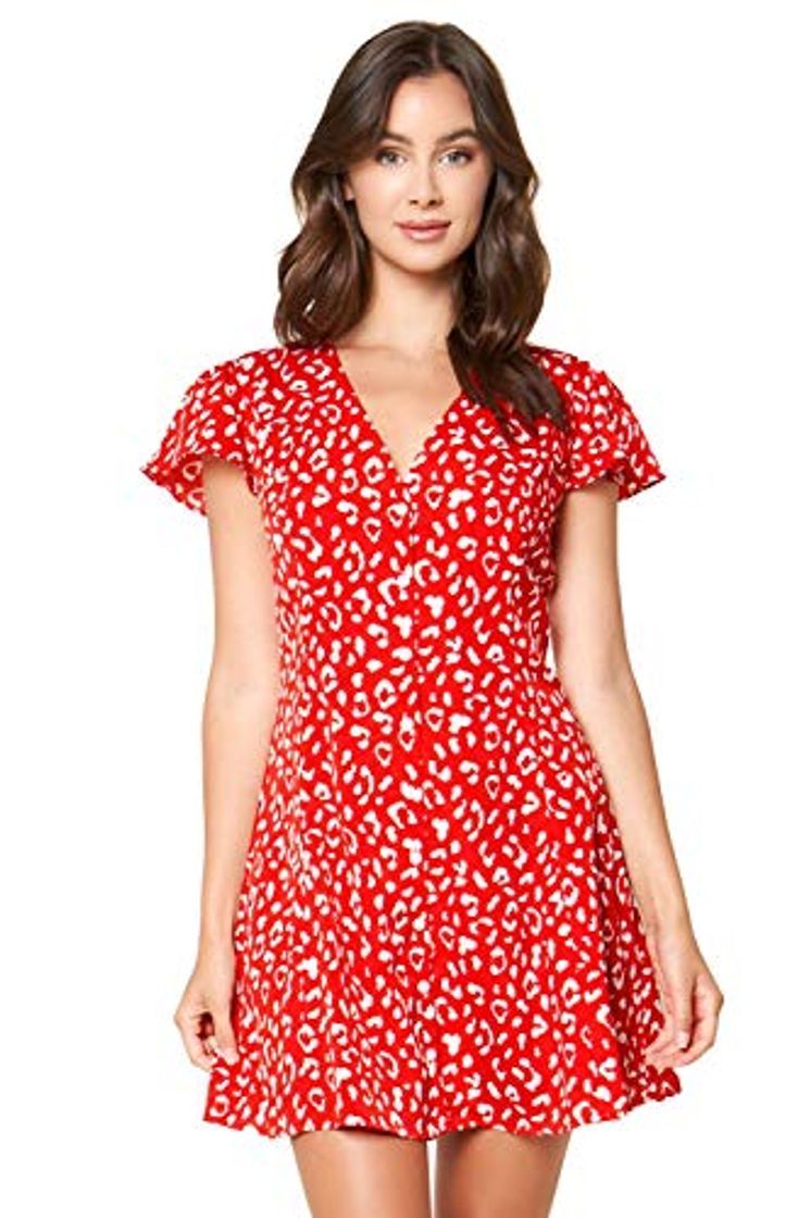 Fashion Sugar Lips Women's Flutter Sleeve Twist Front Mini Dress 