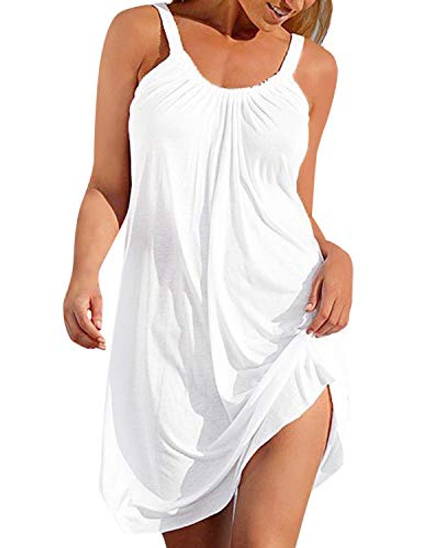 Lugar kenoce Vestido Verano Mujer Mini Vestido Sin Mangas Cuello Redondo Moda Casual