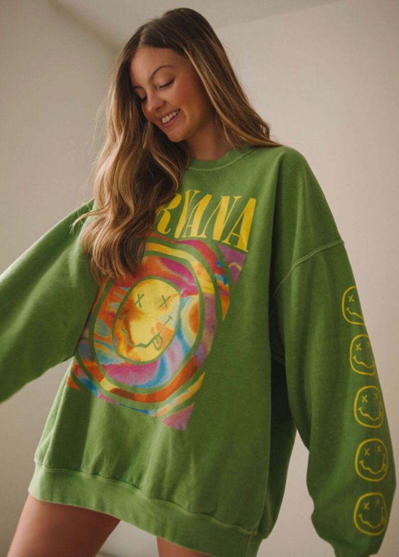 Fashion Nirvana Smile Overdyed Sweatshirt