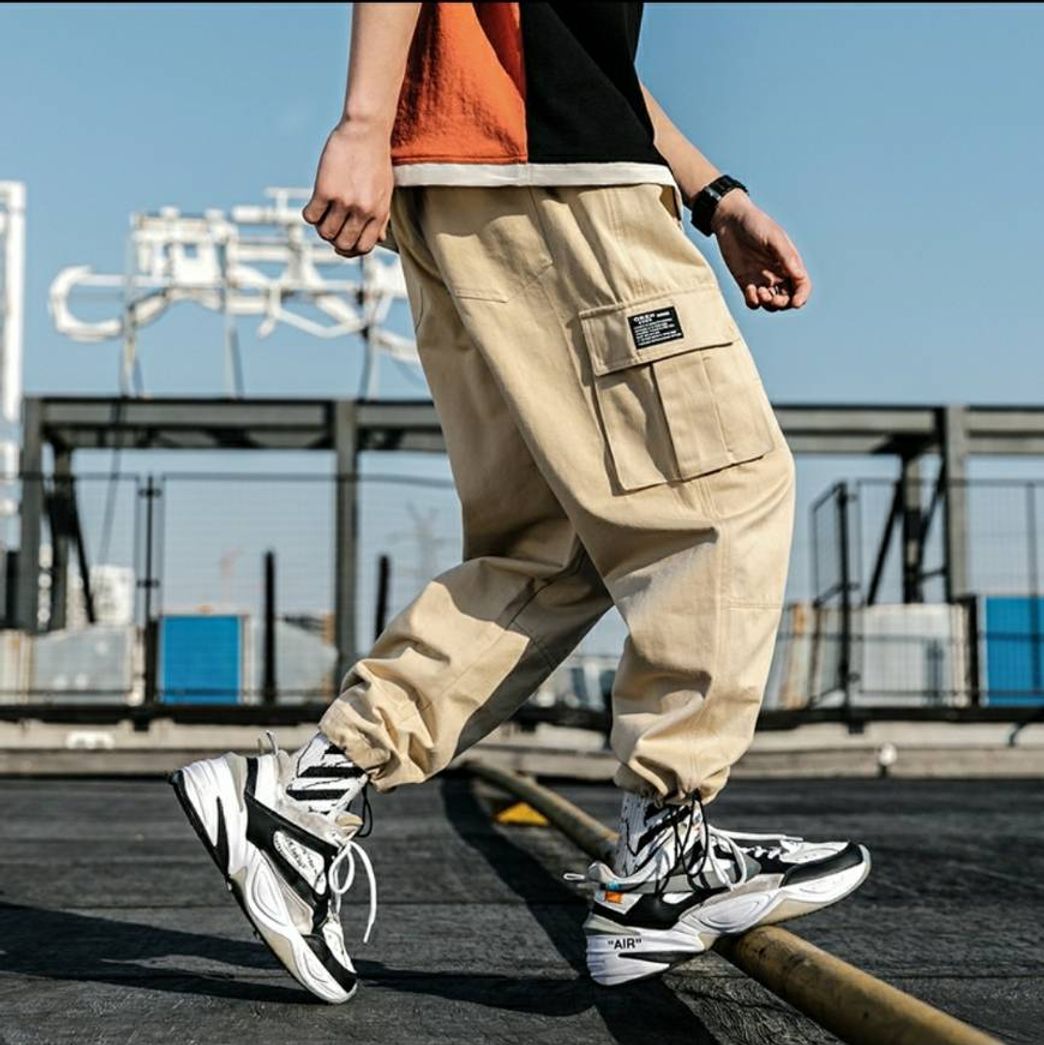 Calça Harem Masculina Japonesa Com Vários Bolsos Para Carga