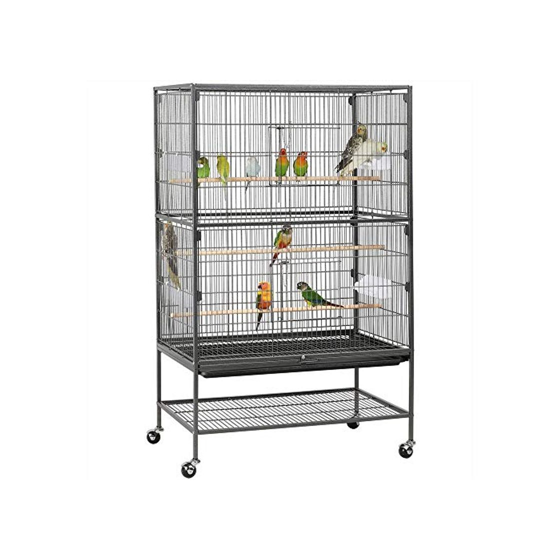 Social Yaheetech Jaula Grande Jaula para Pájaros Jaula para Mascota con Ruedas 52 cm x 79 cm x 131 cm