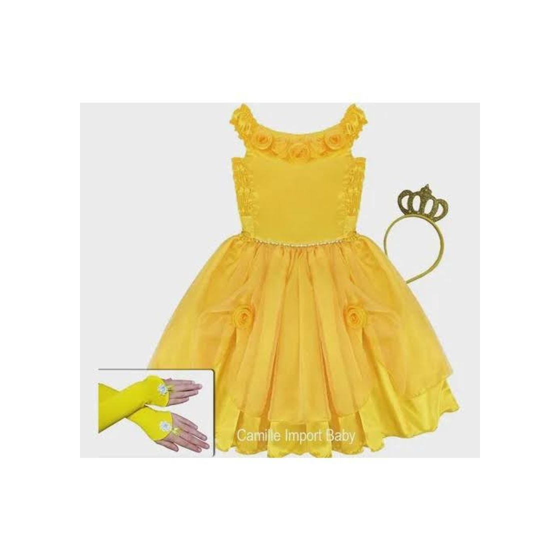 Producto Vestido Bela E A Fera Infantil Festa Coroa E Luva Promoção