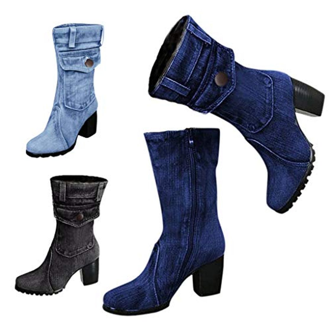 Social MrTom Botines Mujer Vaqueras Altas Plisado Invierno Otoño 2019 Botas de Nieve