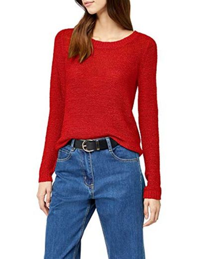 Only onlGEENA XO L/S PULLOVER KNT NOOS, Suéter para Mujer, Rojo