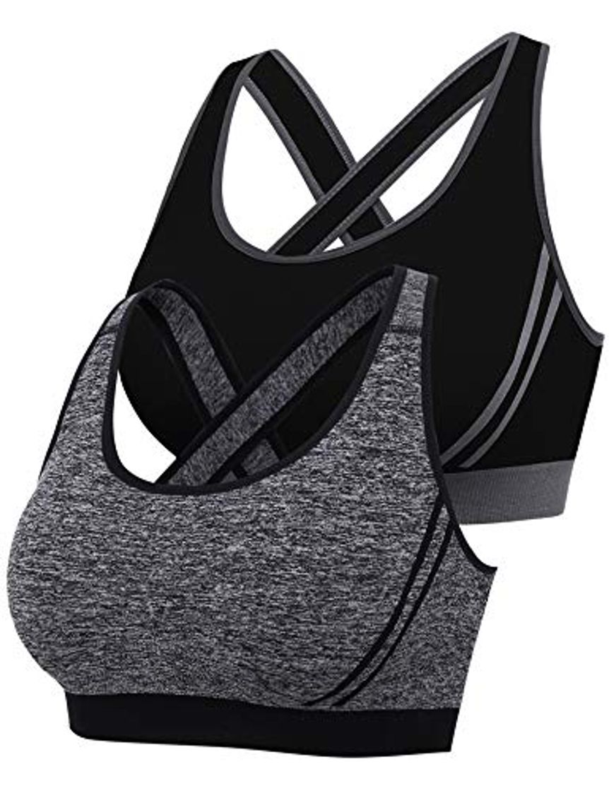 Product Hawiton Sujetador Deportivo Mujer Sujetador de Ejercicio Cómodo Bra Deportivo Sujetador Negro Deportivo Niña Sin Costuras Almohadilla Desmontable para Fitness Yoga Pilates Bailar Correr