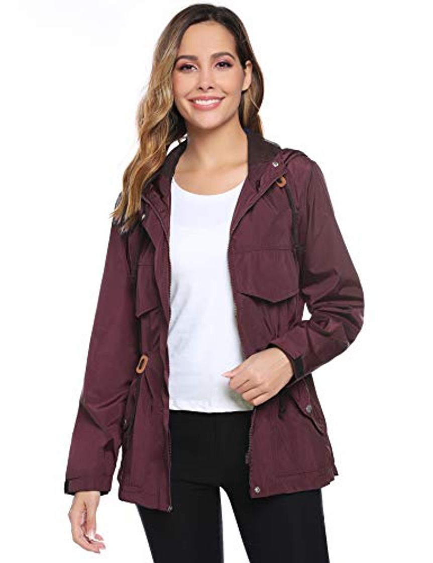 Product Hawiton Abrigos Impermeables para Mujer Ligera Chubasquero Seco RáPido Chaqueta Cortavientos con Capucha Chaqueta Deportiva