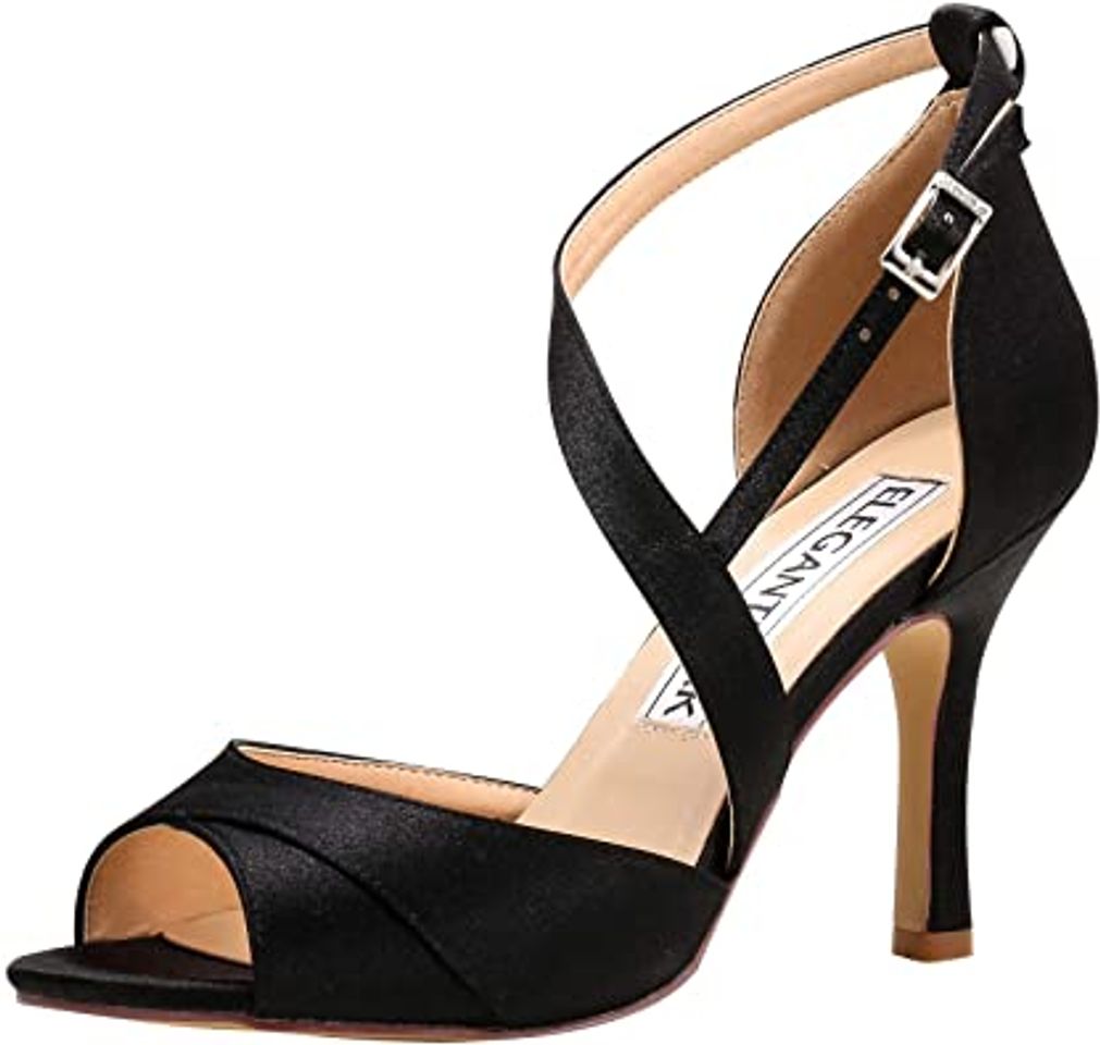 Social Mujeres tacón Alto Plataforma Fiesta Noche Boda Zapatos de Punta Abierta Sandalias de Tiras Cruzado número 7 40