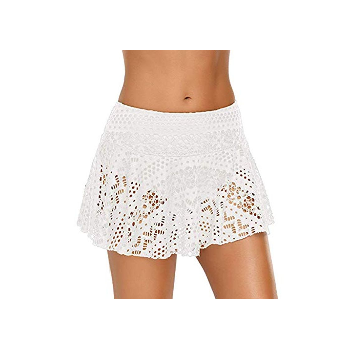 Social Berimaterry Falda De BañO De Encaje De Croché con Falda De Bikini De Mujer Falda Corta De BañO Nadador de Mujer con Falda de Bikini con Falda Corta adjunta Swimdress Bragas Diseño de Borla