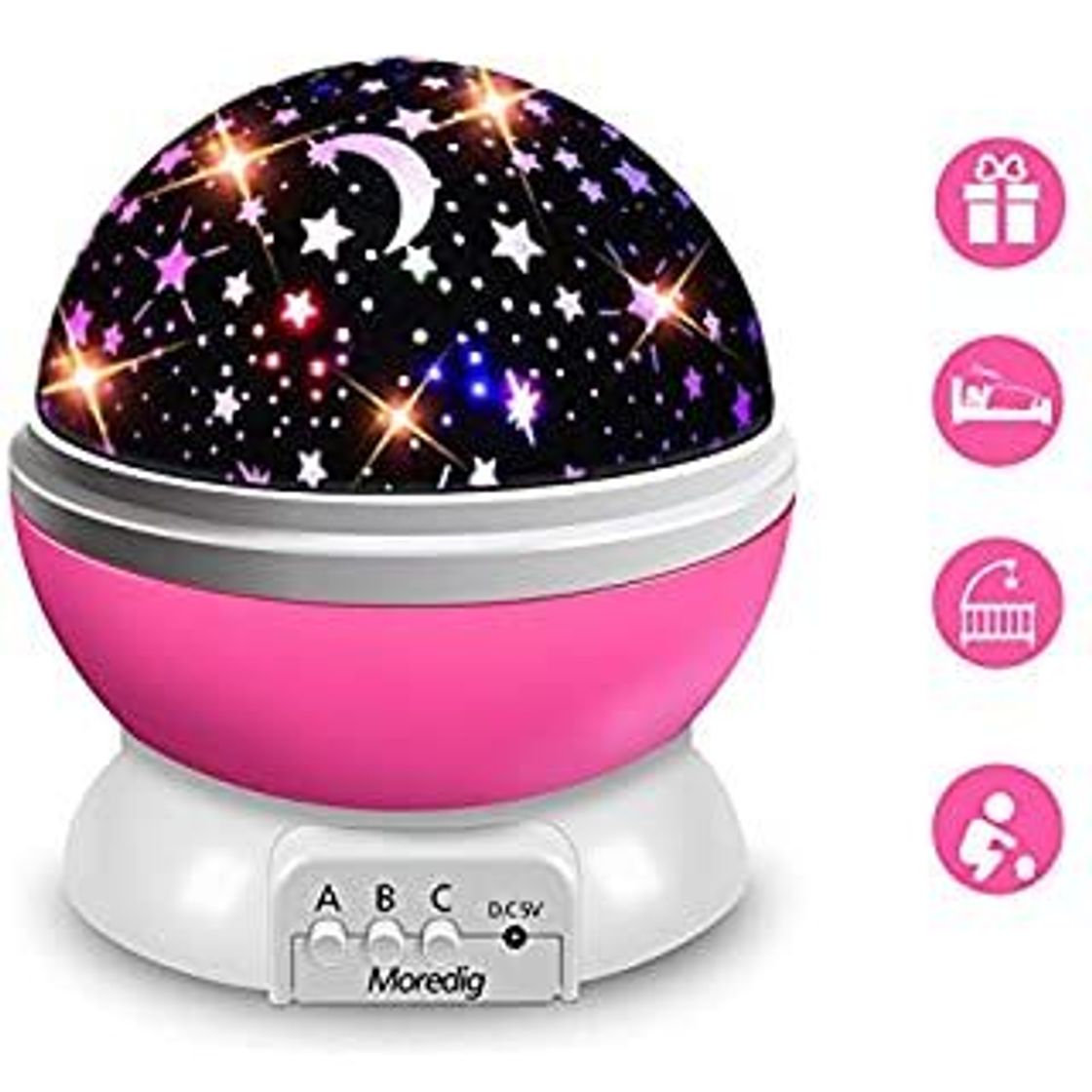 Social Moredig - Lampara Nocturna Infantil, 2 en 1, Proyector Estrella