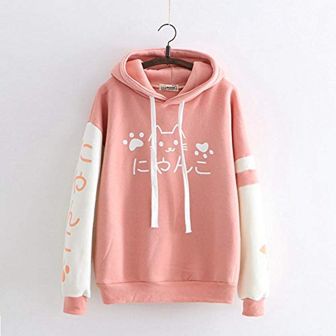 Fashion Coooi Sudaderas Mujer Kawaii Rosa Sudadera Mujer Harajuku Anime Gato Ropa Mori Girl Warm Lovely Cute Paw Graphic Pullover Moletom Pink One Size