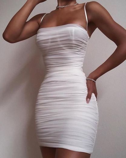 Vestido branco franzido 