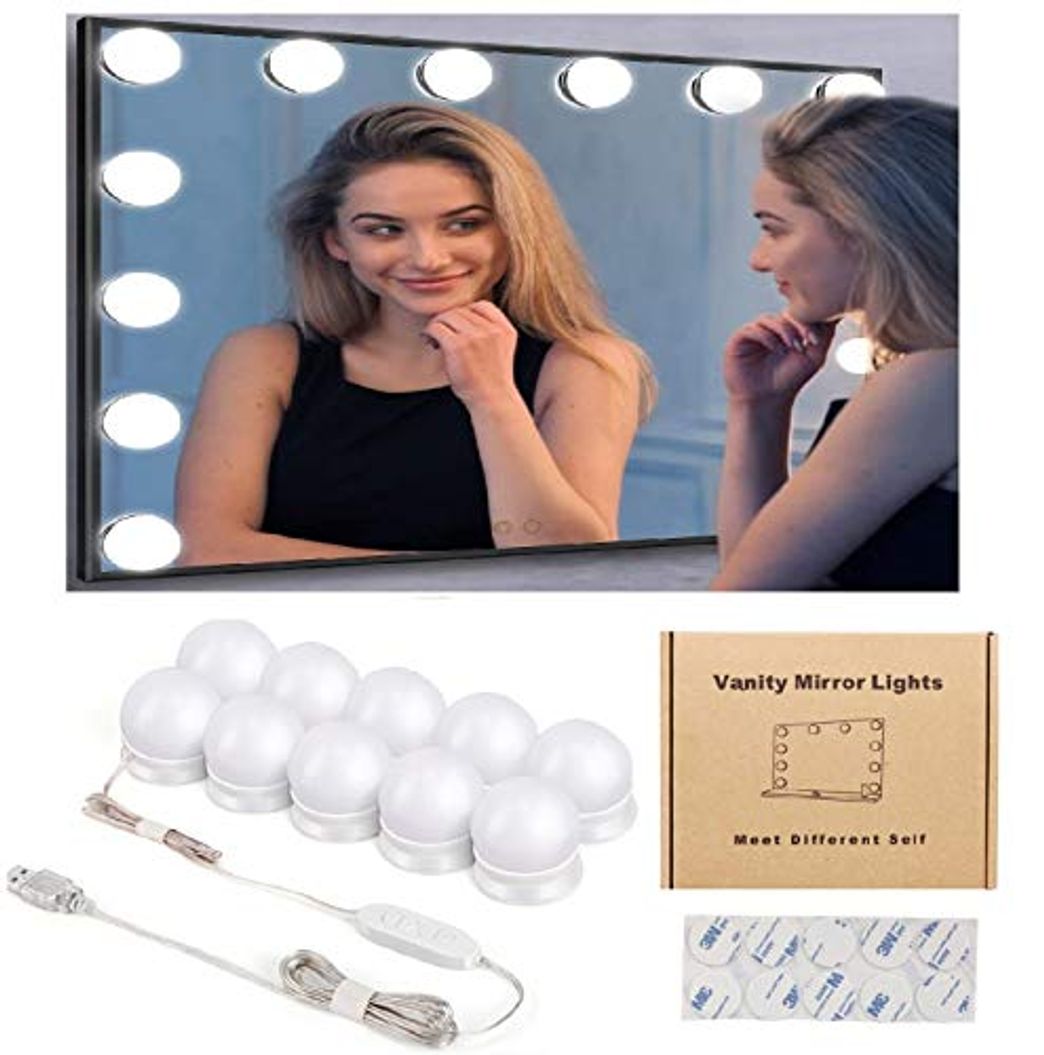 Product Kohree Luces para Espejo de Maquillaje LED Luces Tocador Estilo Hollywood 10 Bombillas regulables 3 Modos de Color con USB Puerto Luz Espejo Maquillaje Tocador Espejo Baño Regalo para Fiesta Cumpleaño