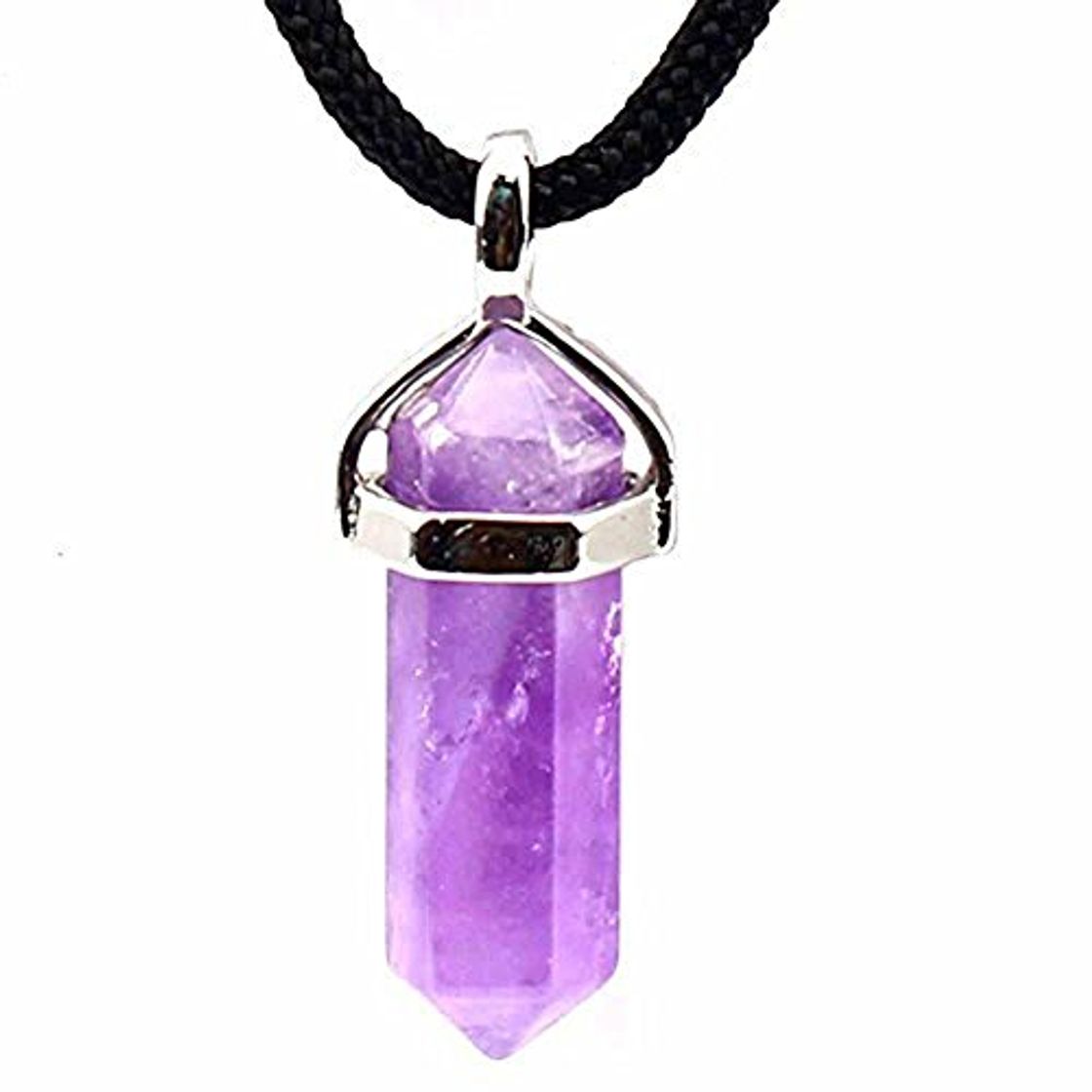 Social Gemstone Stone Crystal Quartz Faceted Six Pyramid Chakra Sliver Pendant Necklace