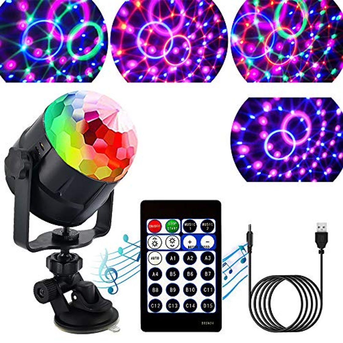 Place ZStarlite Bola de Luces Discoteca Giratoria para Fiestas con Cable USB