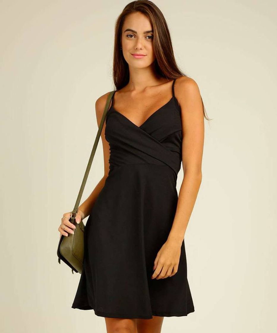 Fashion Vestido Feminino Transpassado Alças Finas