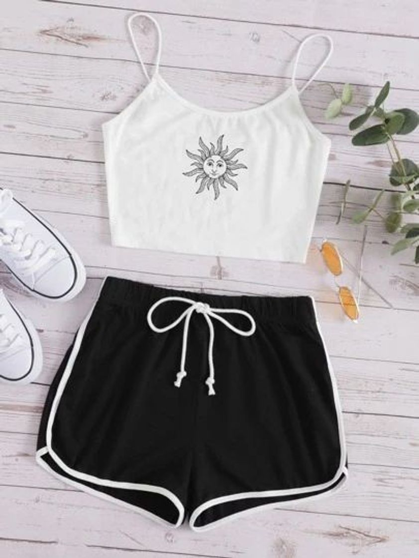 Social SHEIN roupa branca e preta 2pçs