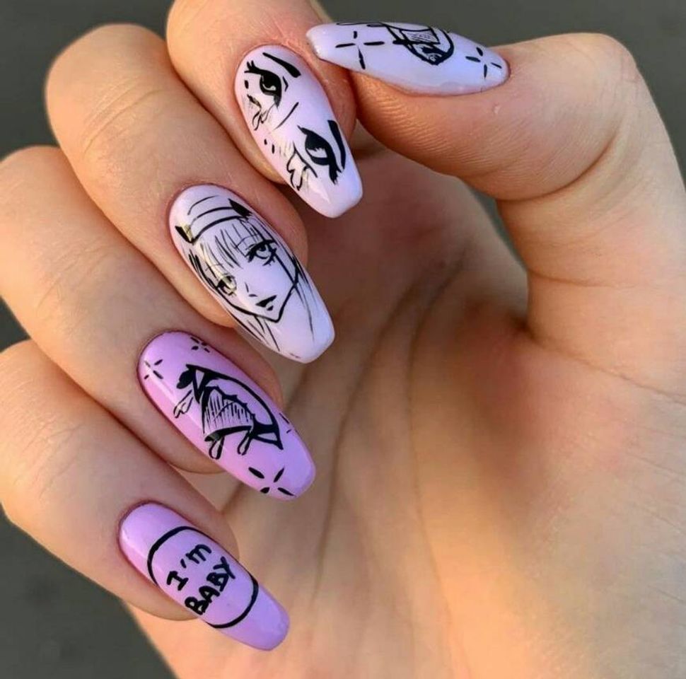 Fashion purple anime nails