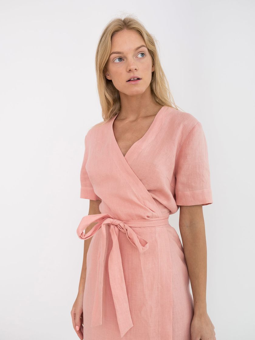 Fashion BRIGITTE Linen Wrap Dress