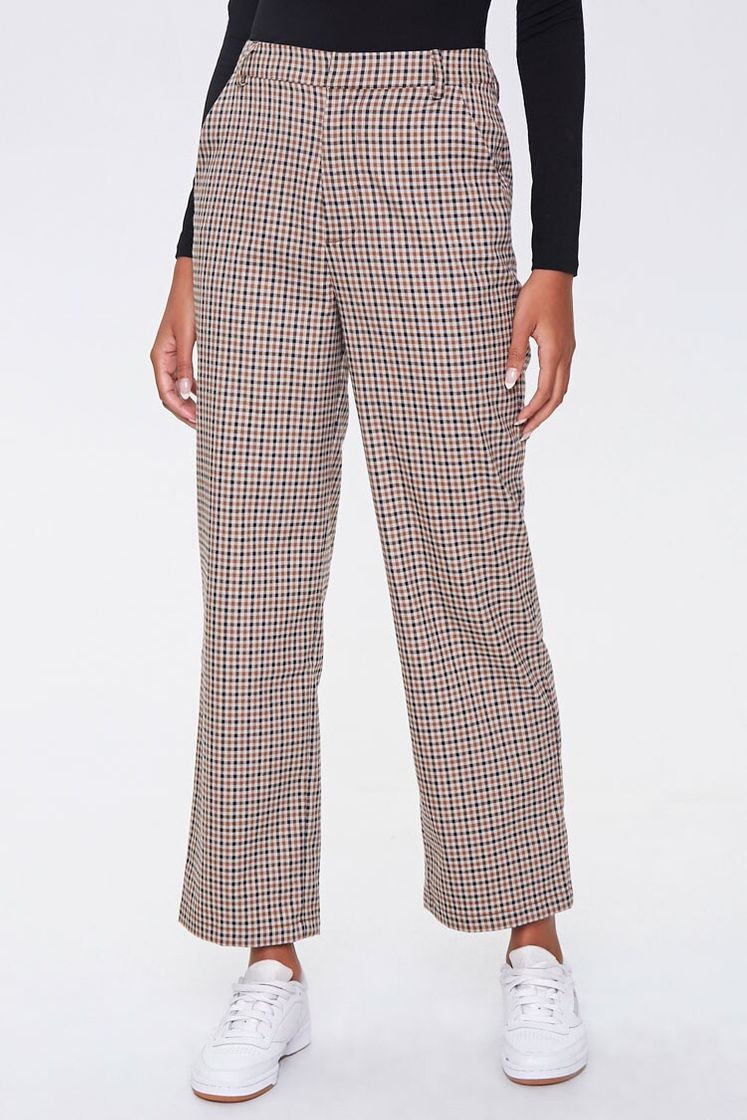 Fashion Plaid Straight-Leg Pants