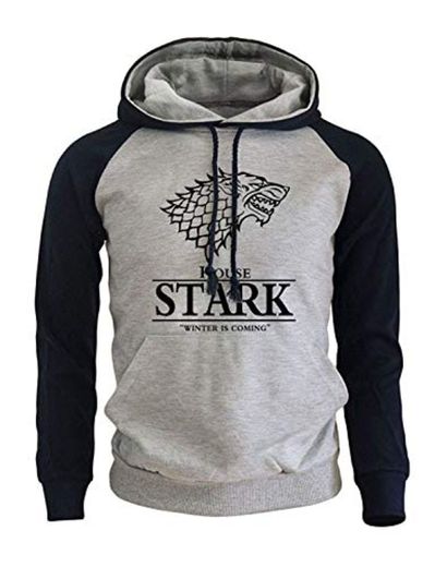 Game of Thrones Stark Unisex Hombre Impresión Pullover Sudaderas con Capucha con