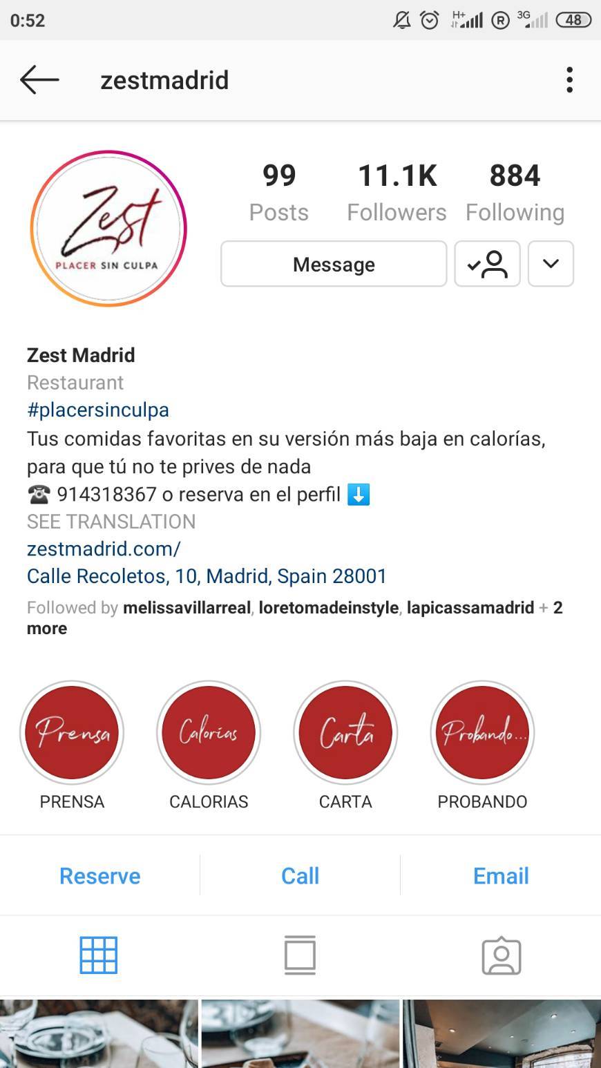 Restaurants Zest Madrid