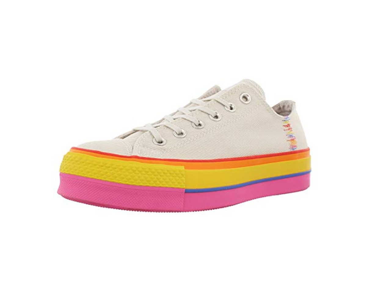 Fashion Converse Chuck Taylor All Star Lift Rainbow Mujer Blanco Ox Zapatillas-UK 5