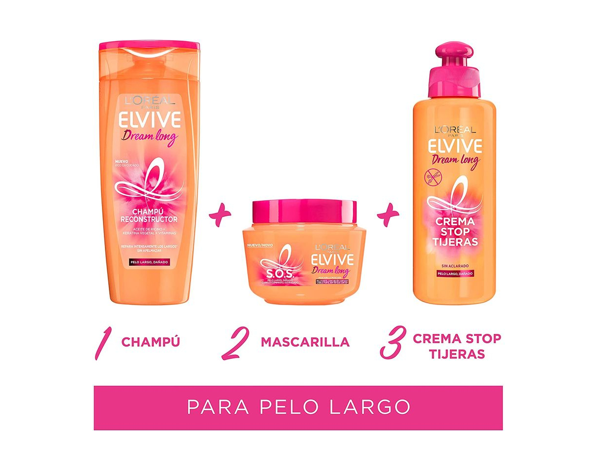 Beauty Elvive Dream Long Champú Reconstructor - 3 Recipientes de 370 ml -