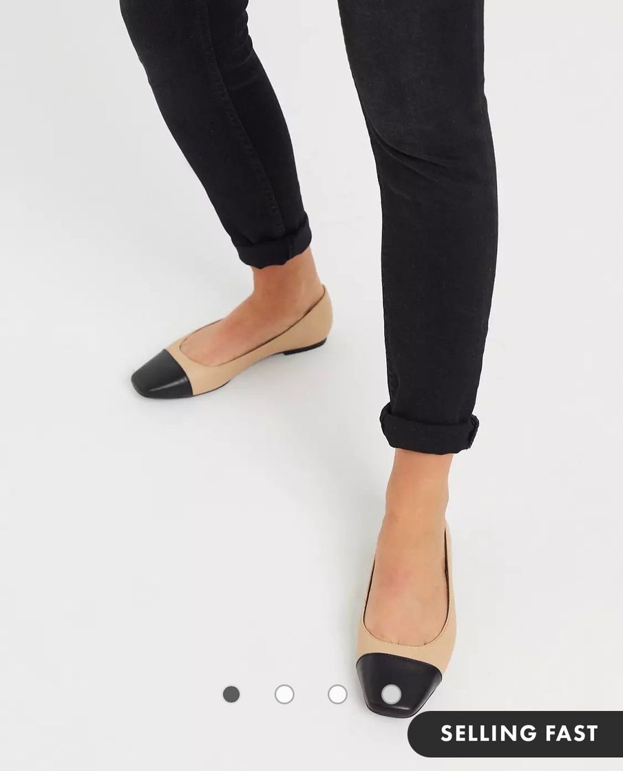 Social Locket square toe ballet flats in black and beige