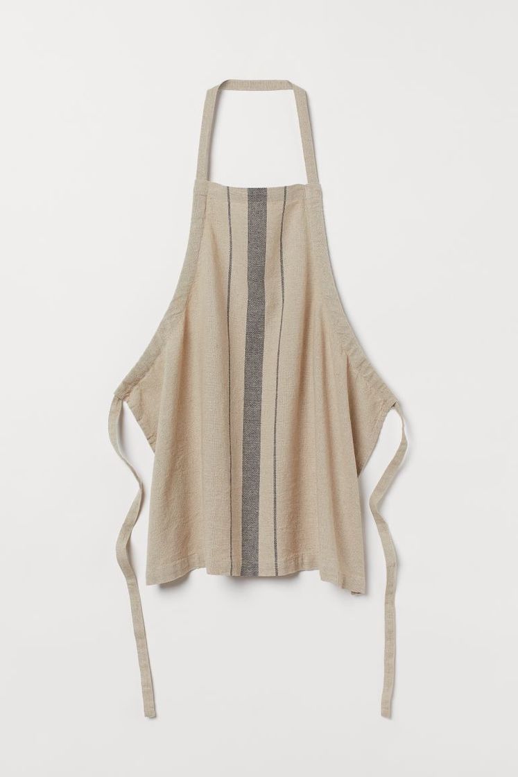 Moda Linen-blend apron - Beige/Striped - Home All | H&M GB