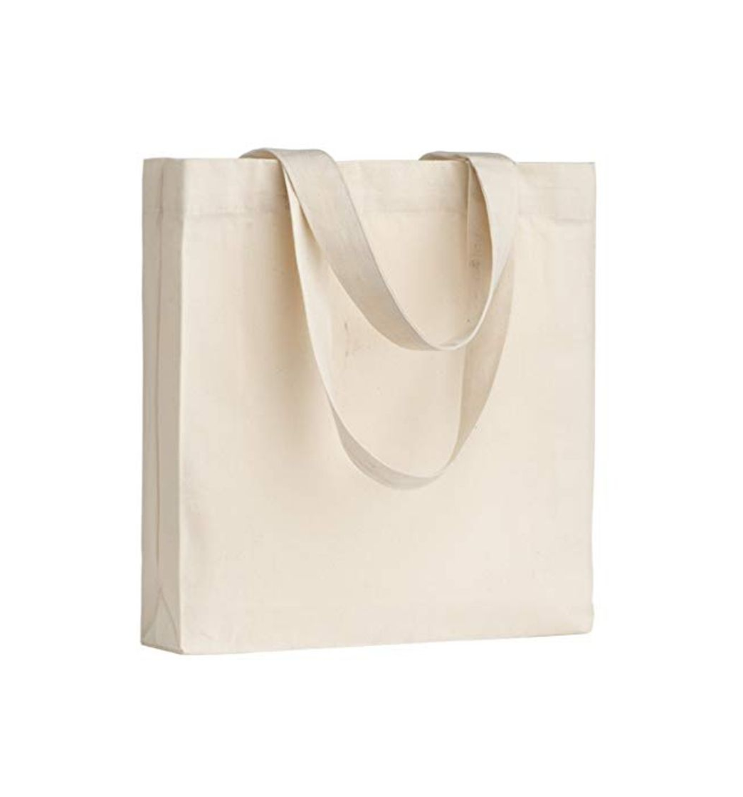 Productos POLHIM-Bolsa Tela 100% Algodón Biodegradable,Lavable,Reutilizable-Asas Largas de 63cm.Para Ropa,Manualidades,Alimentos,Verduras, ir de Paseo