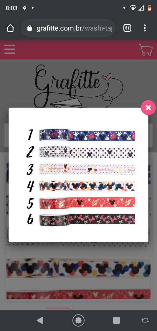 Moda Washi Tape Mickey e Minnie