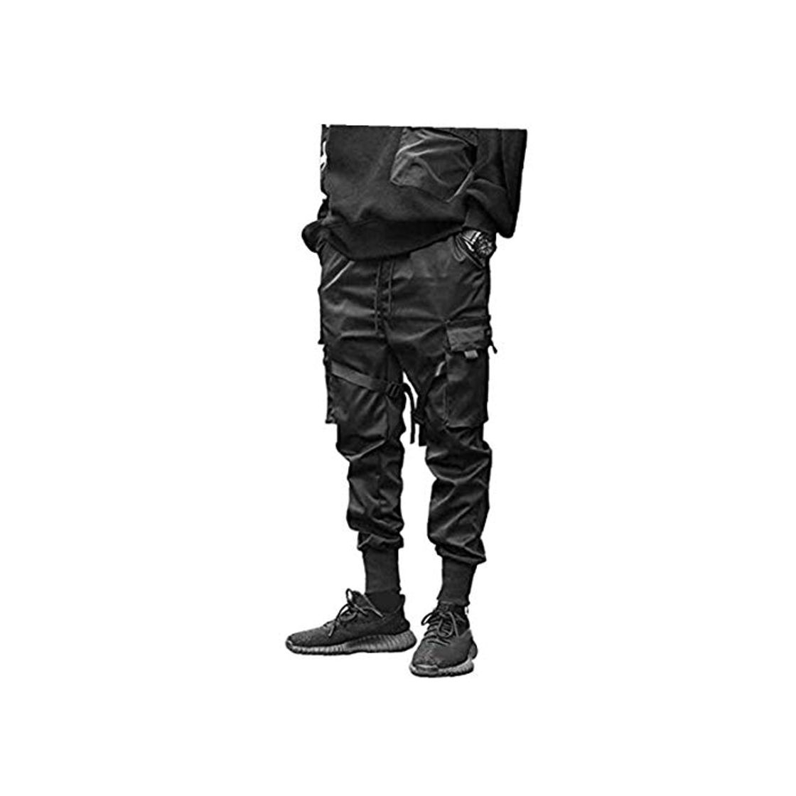 Moda Odoukey Pantalones Hombre Moda Pantalones de Carga del Harem de los Pantalones El Traje de Hiphop del Punk del Basculador Deporte Hombres Muchachos de la Manera Negro S