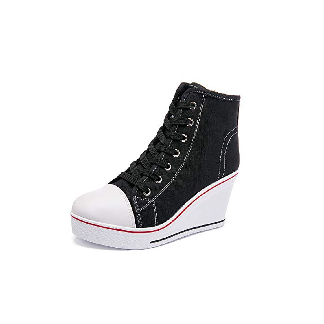 Moda Mujer Cuñas Zapatos 35-43 EU De Lona High-Top Zapatos Casuales Talla Grande