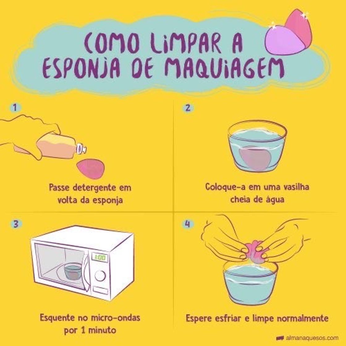 Moda Como limpar sua esponjinha