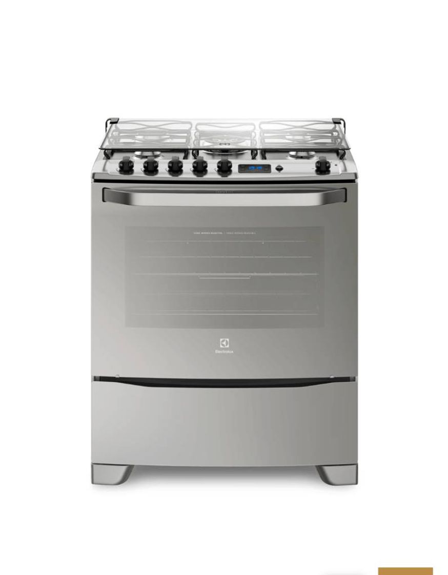 Fashion Fogão 5 Bocas Electrolux Prata Automático com Grill e Tripla