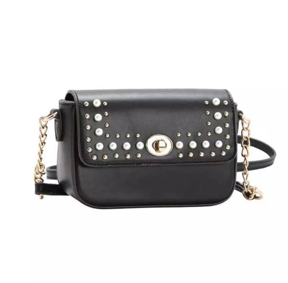 Fashion Bolsa chenson feminina pequena transversal preta, cor Preto 