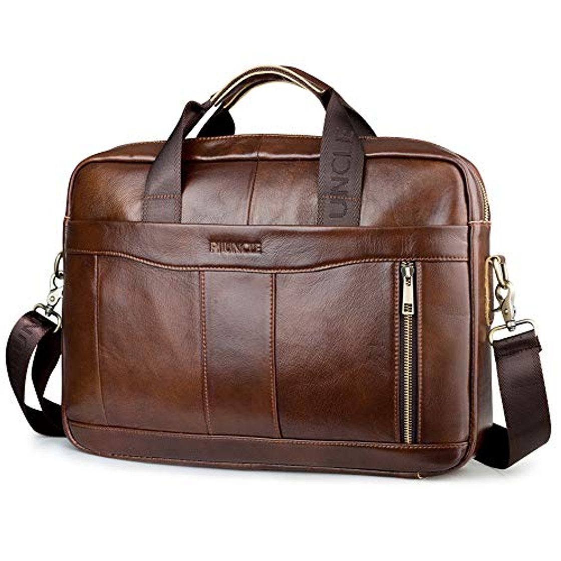 Fashion BAGZY Vintage Bolso Maletín para Hombre de Piel Genuina Bolso de Negocios