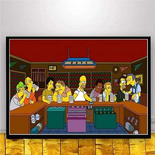 XIXISA Arte de Pared The Simpsons Scream Anime Dibujos Animados Comics Simpson Imagen Carteles e Impresiones Lienzo Pintura decoración del hogar Quadro Cuadros 50x70cm sin Marco